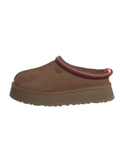 Pre-owned Ugg Suede Embroidered Accent Mules In Brown