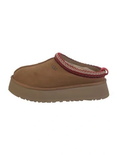 Pre-owned Ugg Suede Embroidered Accent Mules In Brown