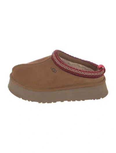 Pre-owned Ugg Suede Embroidered Accent Mules In Brown
