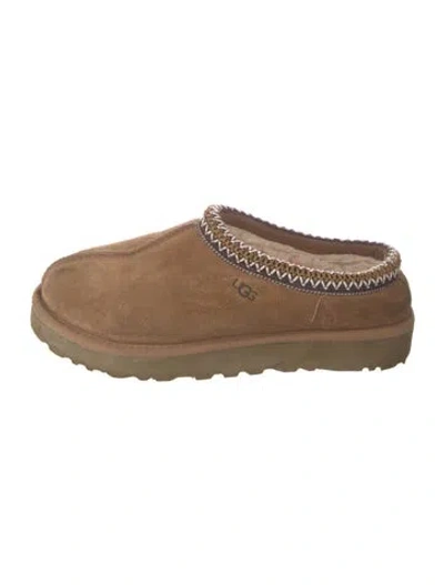 Pre-owned Ugg Suede Embroidered Accent Mules In Brown
