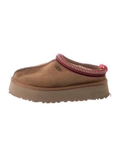 Pre-owned Ugg Suede Embroidered Accent Mules In Brown