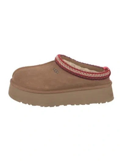 Pre-owned Ugg Suede Embroidered Accent Mules In Brown