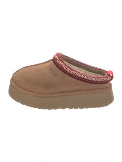 Pre-owned Ugg Suede Embroidered Accent Mules In Neutrals