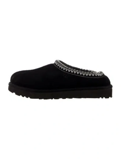 Pre-owned Ugg Suede Embroidered Accent Slides In Black/blue