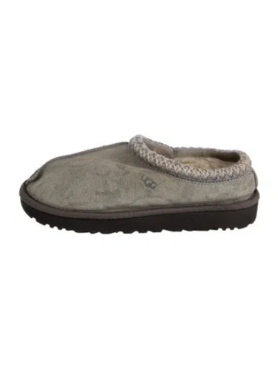 Pre-owned Ugg Suede Embroidered Accent Slides In Grey