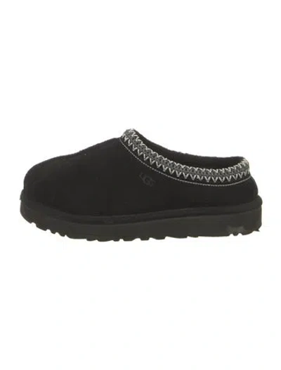 Pre-owned Ugg Suede Embroidered Accent Slippers In Black