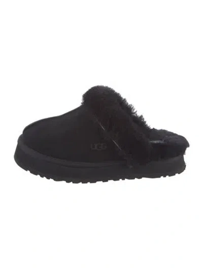Pre-owned Ugg Suede Faux Fur Trim In Black