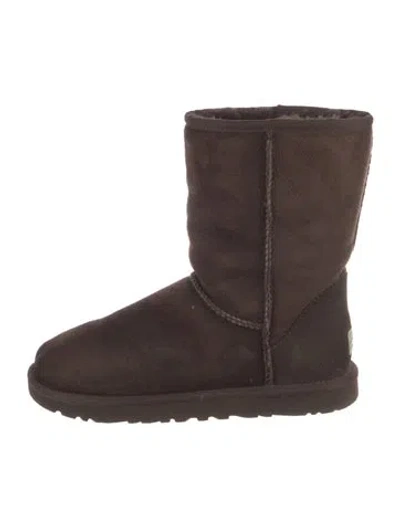 Pre-owned Ugg Suede Faux Fur Trim Boots In Brown
