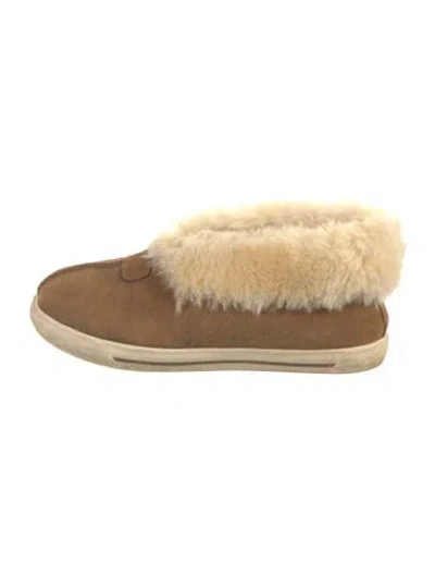 Pre-owned Ugg Suede Flats In Neutral