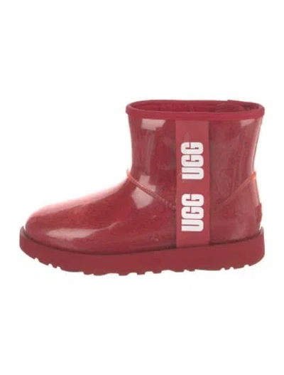 Pre-owned Ugg Suede Fur Trim Boots In Gray