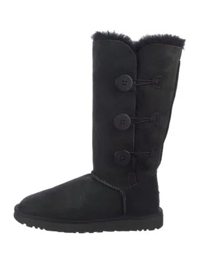 Pre-owned Ugg Suede Fur Trim Boots In Multi
