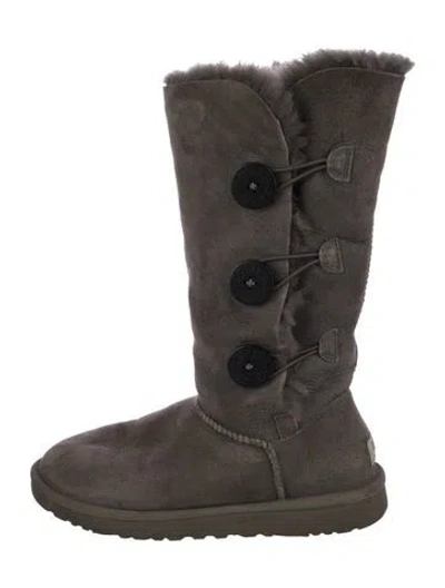 Pre-owned Ugg Suede Fur Trim Boots In Multi