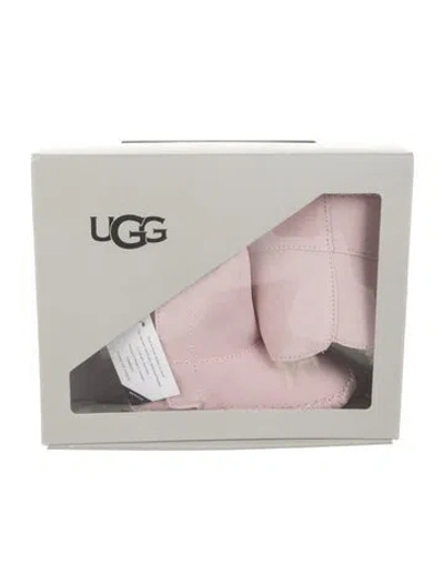 Pre-owned Ugg Babies' Suede Fur Trim Boots In Pink