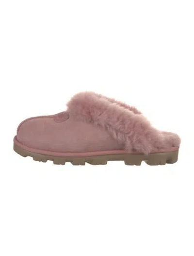 Pre-owned Ugg Suede Fur Trim Boots In Pink