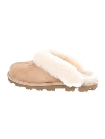 Pre-owned Ugg Suede Fur Trim In Brown