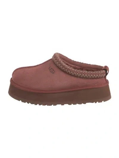 Pre-owned Ugg Suede Fur Trim Flats In Brown