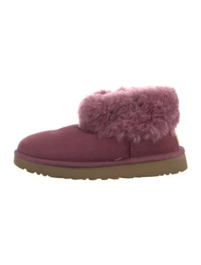 Pre-owned Ugg Suede Fur Trim Mules In Multi