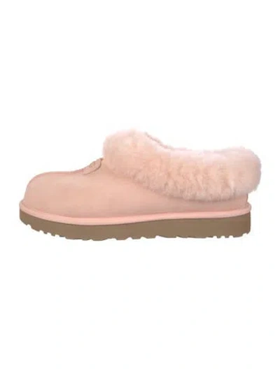 Pre-owned Ugg Suede Fur Trim Mules In Neutral