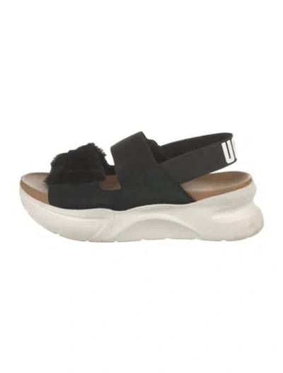 Pre-owned Ugg Suede Fur Trim Slingback Sandals In Multi