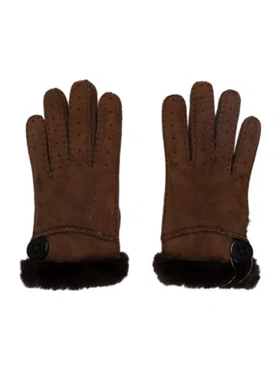Pre-owned Ugg Suede Gloves In Brown
