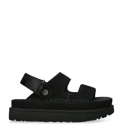 Ugg Suede Goldenstar Glide Sandals In Black