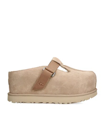 Ugg Goldenstar Beige Suede Slippers In Neutral