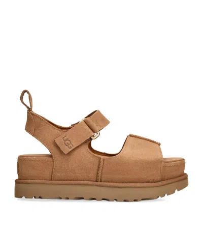 UGG SUEDE GOLDENSTAR HI SLIDE SANDALS