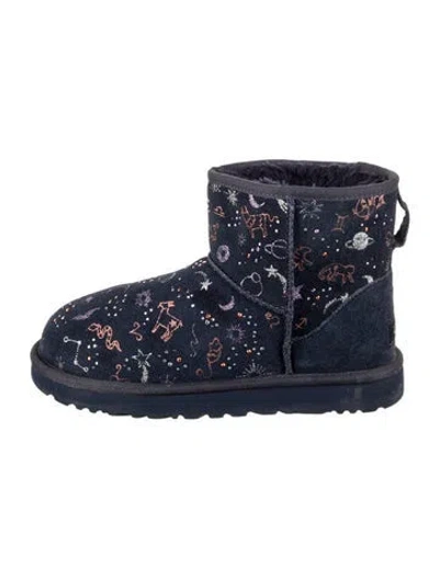 Pre-owned Ugg Suede Graphic Print Boots In Blue