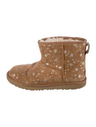 Pre-owned Ugg Suede Graphic Print Boots In Brown