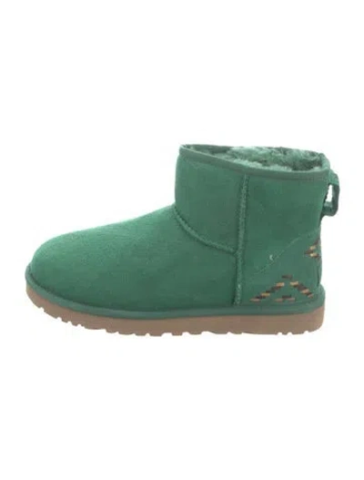 Pre-owned Ugg Suede Graphic Print Boots In Green