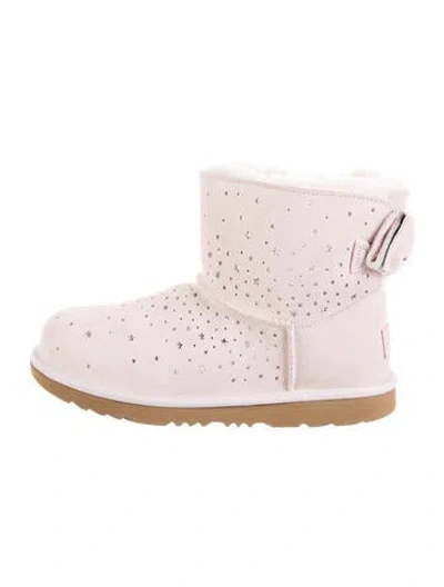 Pre-owned Ugg Suede Graphic Print Boots In Metallic/pink