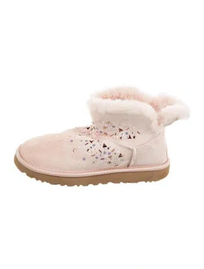 Pre-owned Ugg Suede Graphic Print Boots In Pink