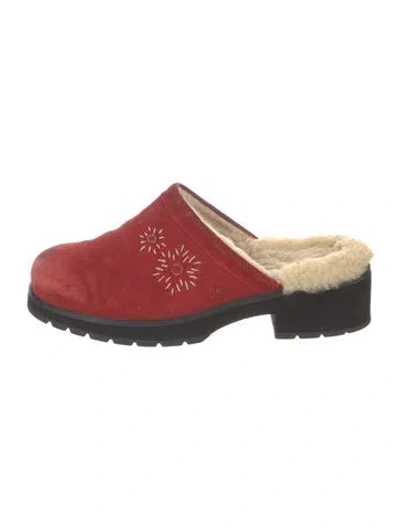 Pre-owned Ugg Suede Graphic Print Mules In Red