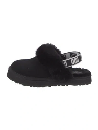 Pre-owned Ugg Suede Graphic Print Slingback Flats In Black