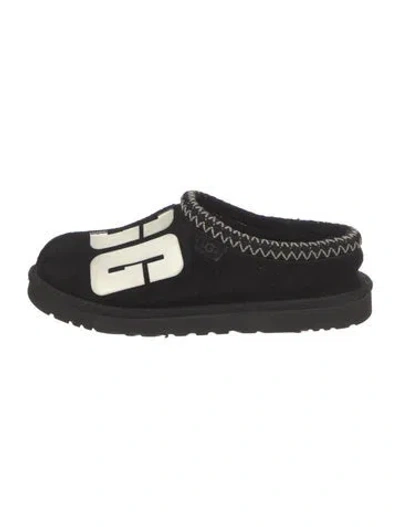 Pre-owned Ugg Suede Graphic Print Slippers In Black