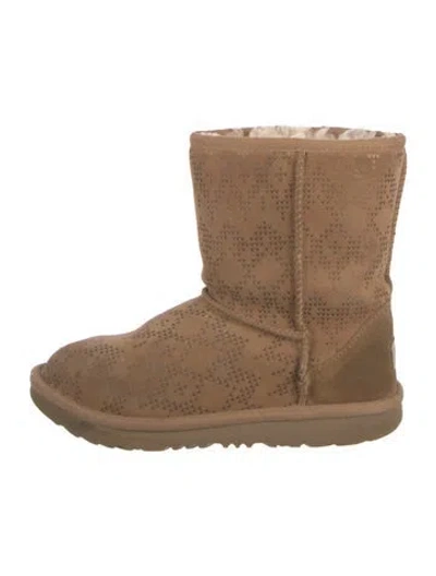 Pre-owned Ugg Suede Grosgrain Trim Boots In Neutral