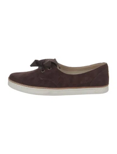 Pre-owned Ugg Suede Grosgrain Trim Sneakers In Brown/neutrals