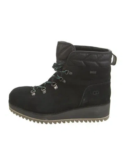 Pre-owned Ugg Suede Hiking Boots In Black