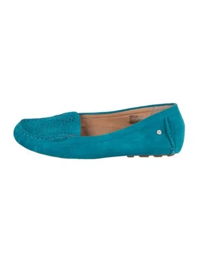 Pre-owned Ugg Suede Lace Pattern Loafers In Blue