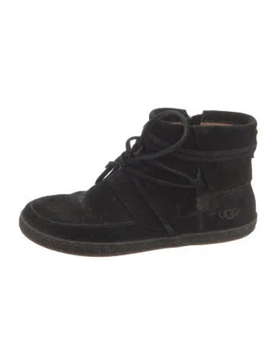Pre-owned Ugg Suede Lace-up Boots In Black
