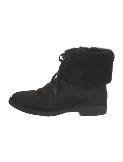 Pre-owned Ugg Suede Lace-up Boots In Black