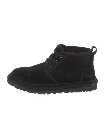 Pre-owned Ugg Suede Lace-up Boots In Black