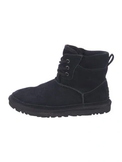 Pre-owned Ugg Suede Lace-up Boots In Black