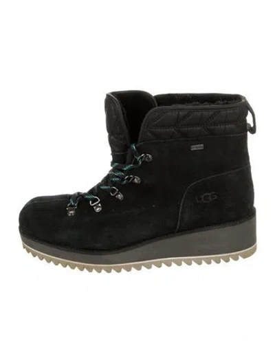 Pre-owned Ugg Suede Lace-up Boots In Black