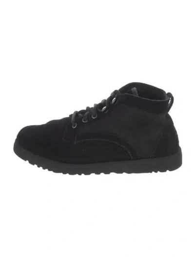 Pre-owned Ugg Suede Lace-up Boots In Black