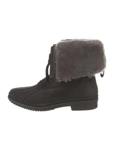 Pre-owned Ugg Suede Lace-up Boots In Black