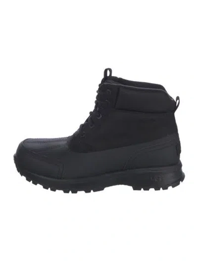 Pre-owned Ugg Suede Lace-up Boots In Black