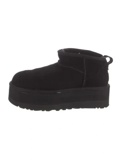 Pre-owned Ugg Suede Lace-up Boots In Black