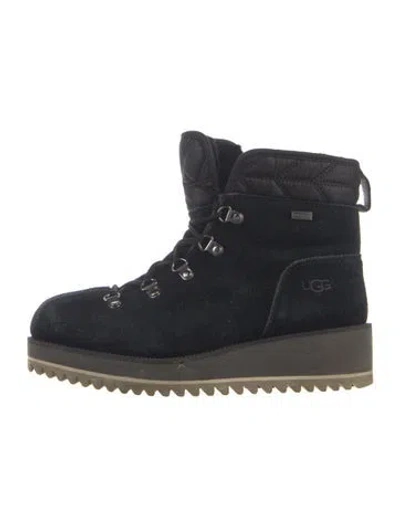 Pre-owned Ugg Suede Lace-up Boots In Black