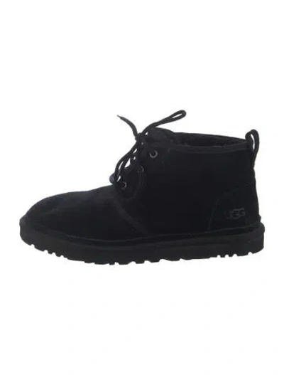Pre-owned Ugg Suede Lace-up Boots In Black
